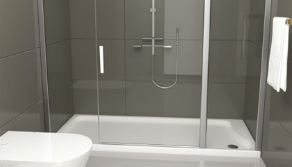 İki Duvar Arası Flat Tekneli Şeffaf Cam Duşakabin