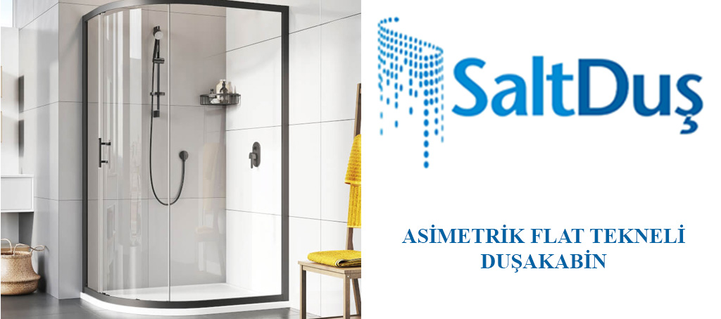 Asimetrik Flat Tekneli Siyah Profil Duşakabin
